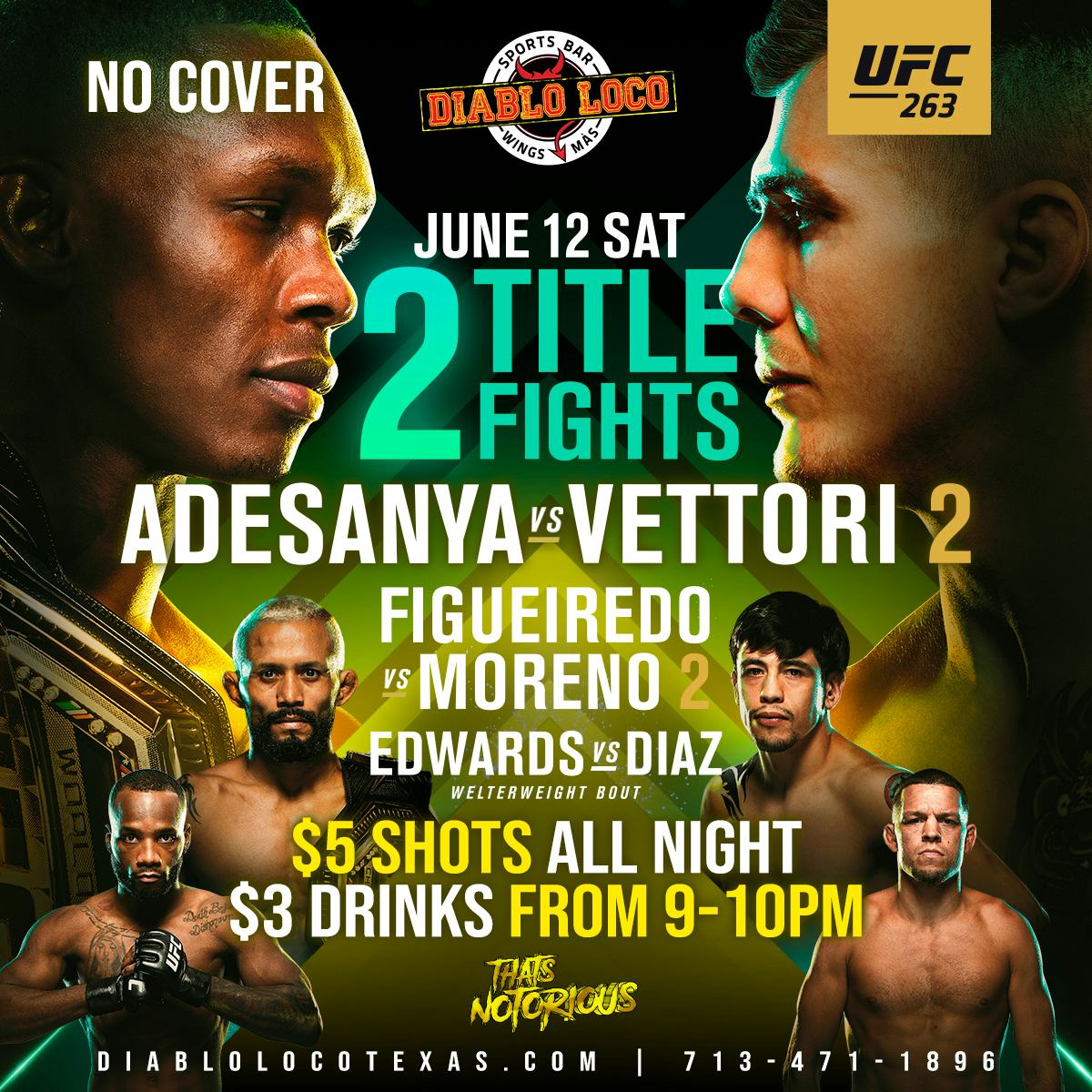 Tablelist Buy Tickets And Tables To Saturday Ufc 263 At Diablo Loco Richmond