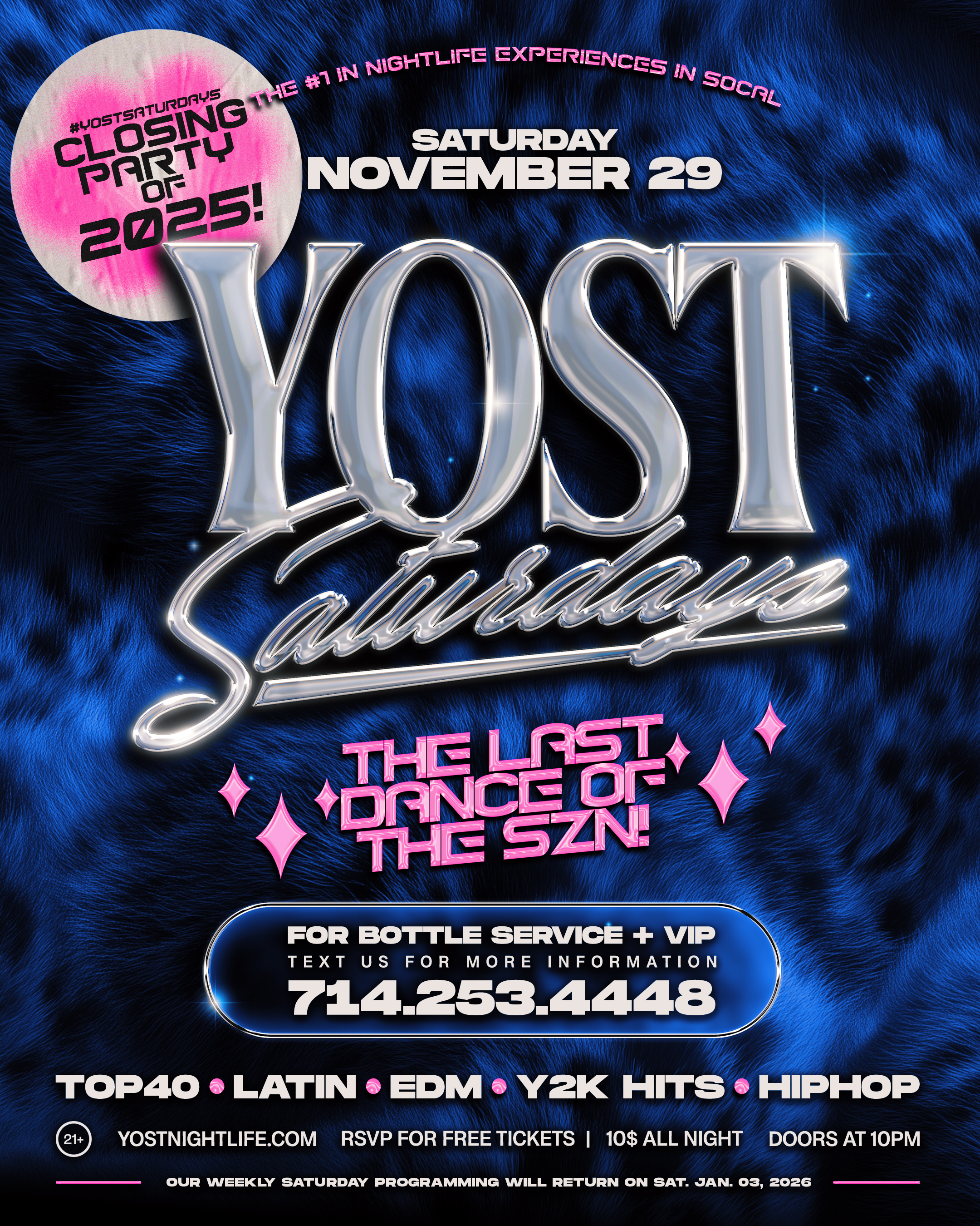 YOST SATURDAYS (21+) Reggaeton, Perreo, Corridos, Banda, Hip Hop Y mas