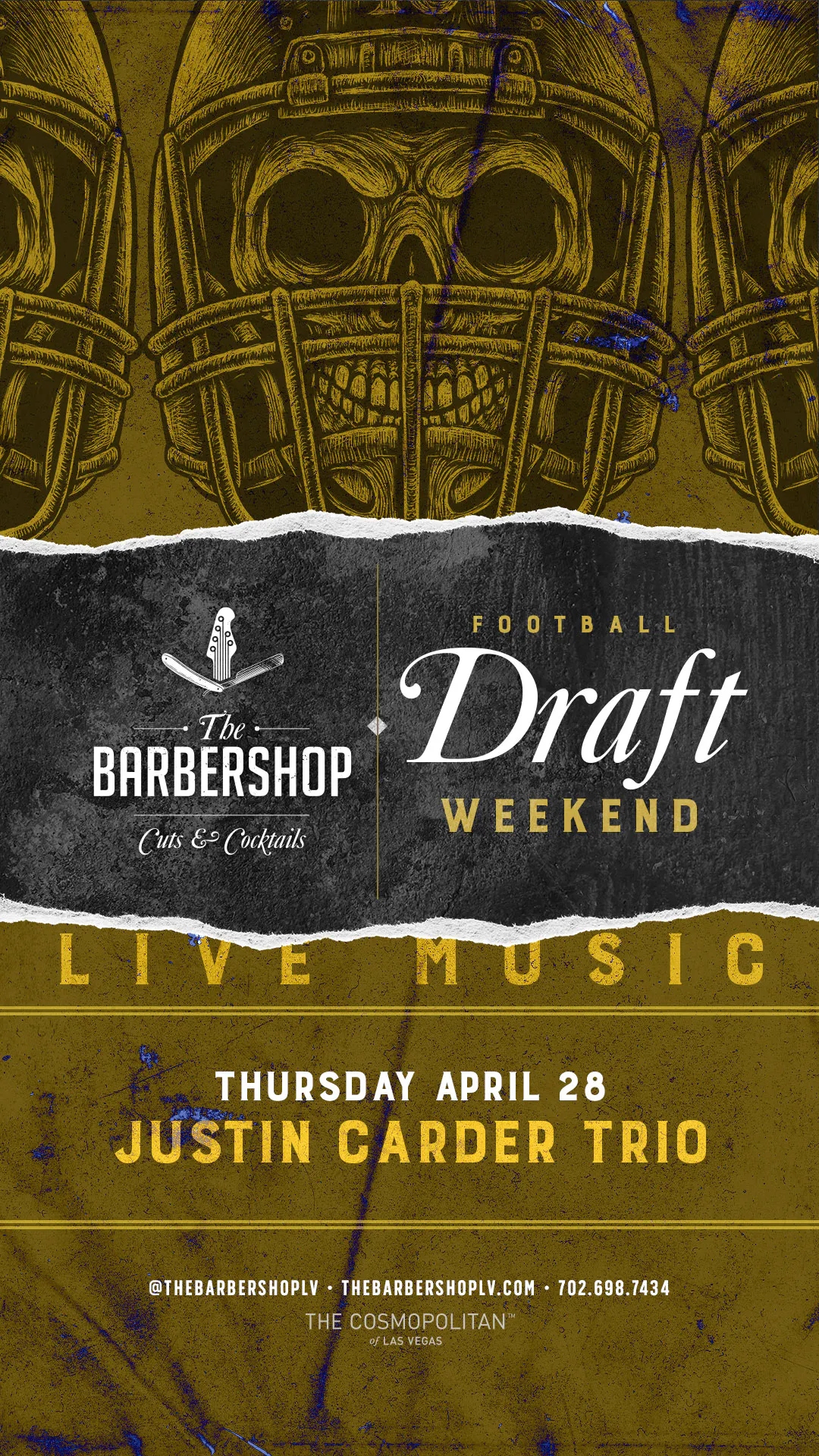 Tablelist | Buy Tickets and Tables to Justin Carder Trio - Draft Weekend at  The Barbershop Cuts & Cocktails