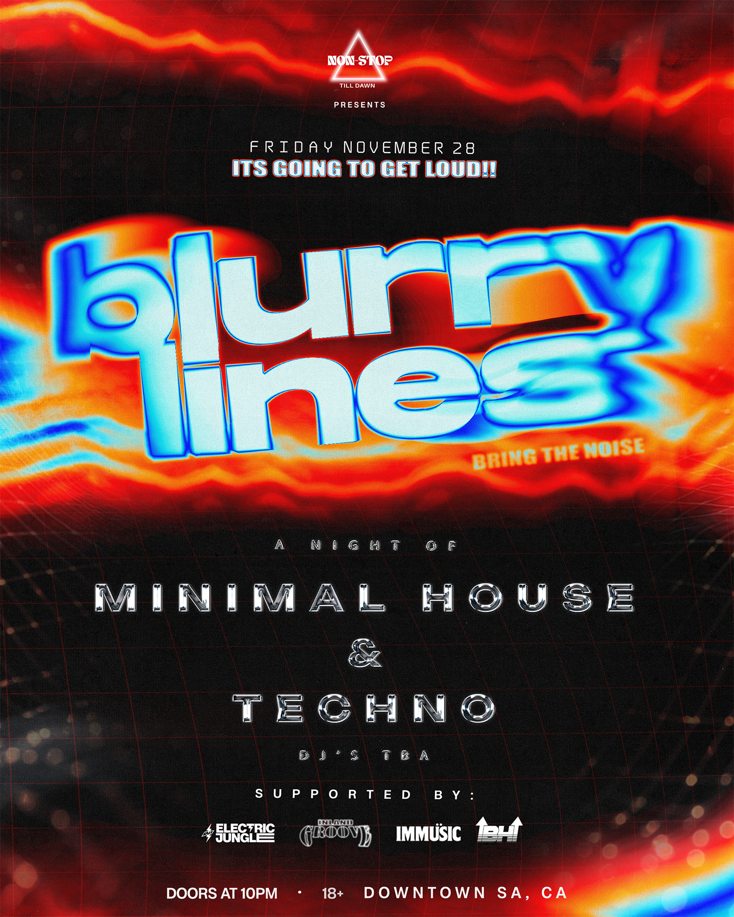 NON-STOP PRESENTS BLURRY LINES - MINIMAL HOUSE + TECHNO + 2 ROOMS