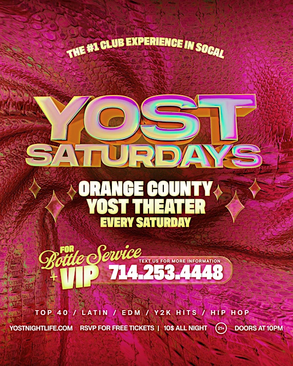 YOST SATURDAYS (21+) Reggaeton, Perreo, Corridos, Banda, Hip Hop Y mas