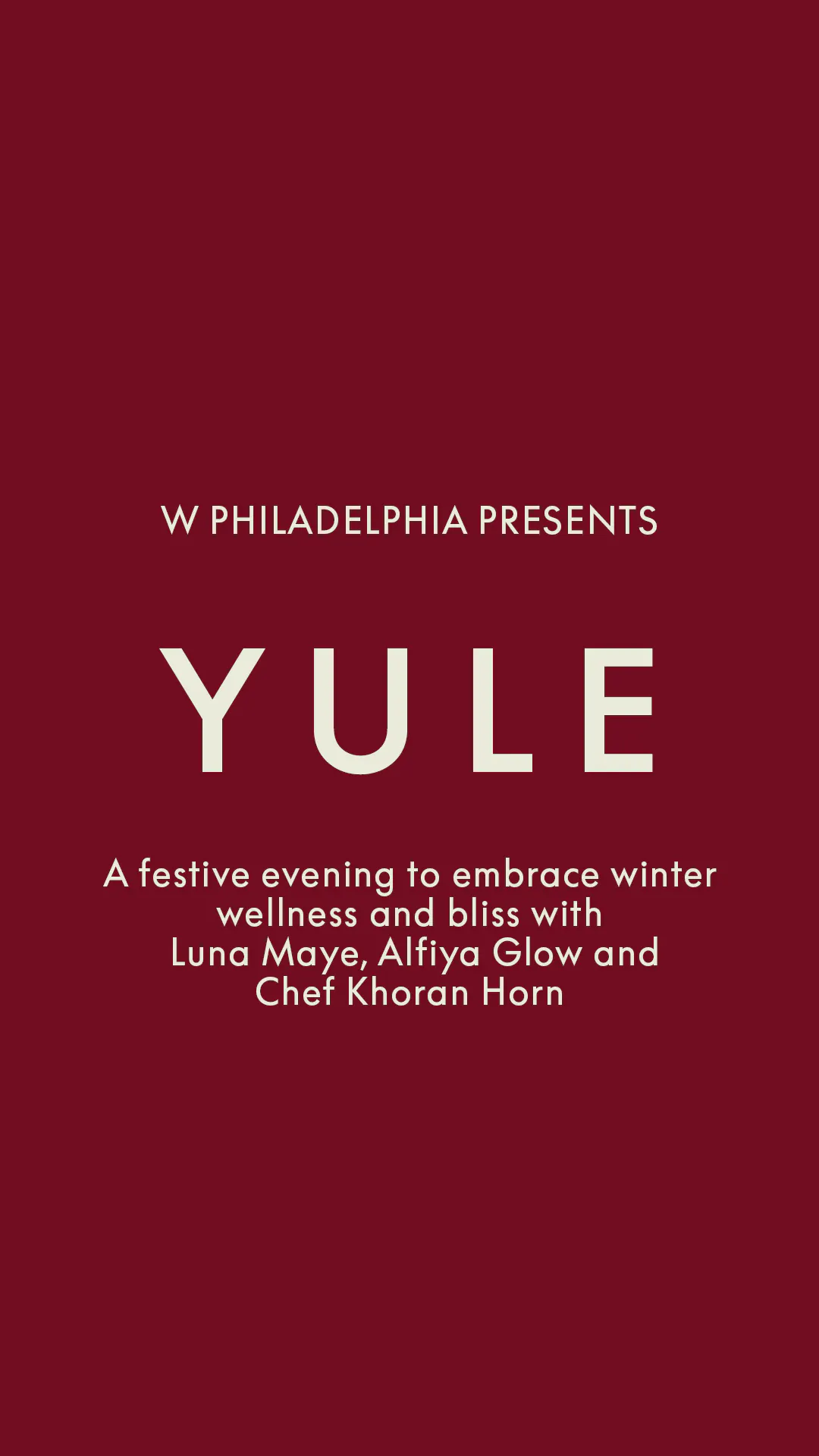 Y U L E: a festive evening to embrace winter wellness and bliss