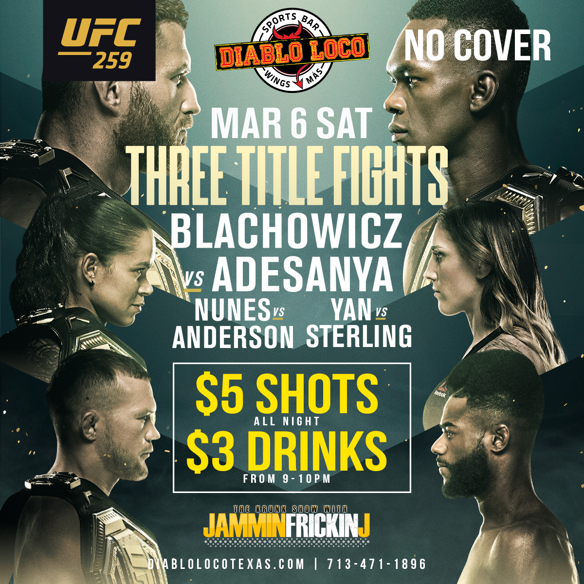 Tablelist Buy Tickets And Tables To Saturday Ufc 259 At Diablo Loco Richmond